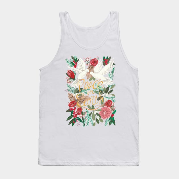 Christmas peace on earth doves botanical floral greenery Tank Top by CarolineBMuller